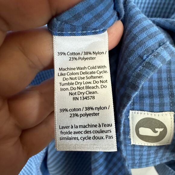 Men's Vineyard Vines Performance Blue Gray Classic Fit Murray Button Up Shirt M - Picture 5 of 5